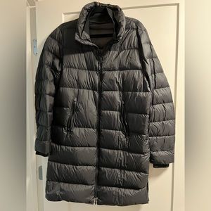 ZARA Lightweight Long Puff Down Jacket Black Size M